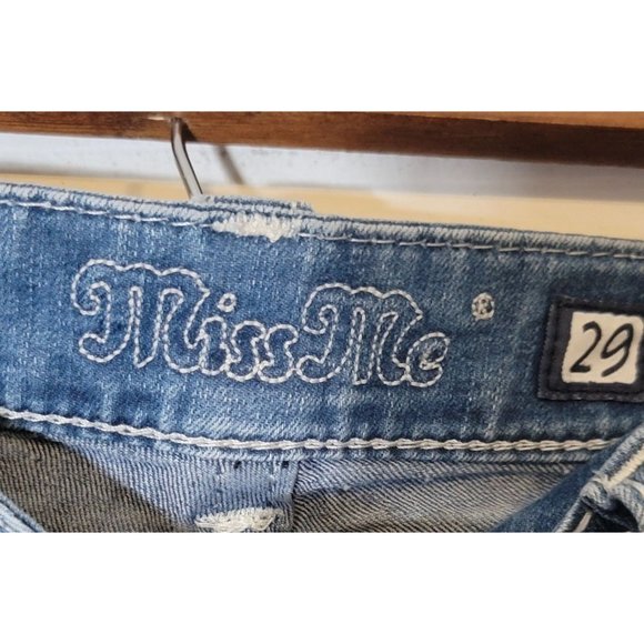 Miss‎ Me Signature Boot Denim Blue Jeans Size 29 Embellished Rivets Pockets - Picture 5 of 8